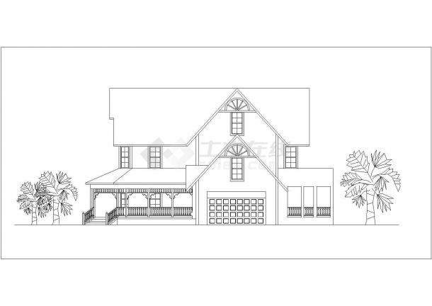 某开发区双层欧式别墅建筑全套设计方案CAD图纸-图二