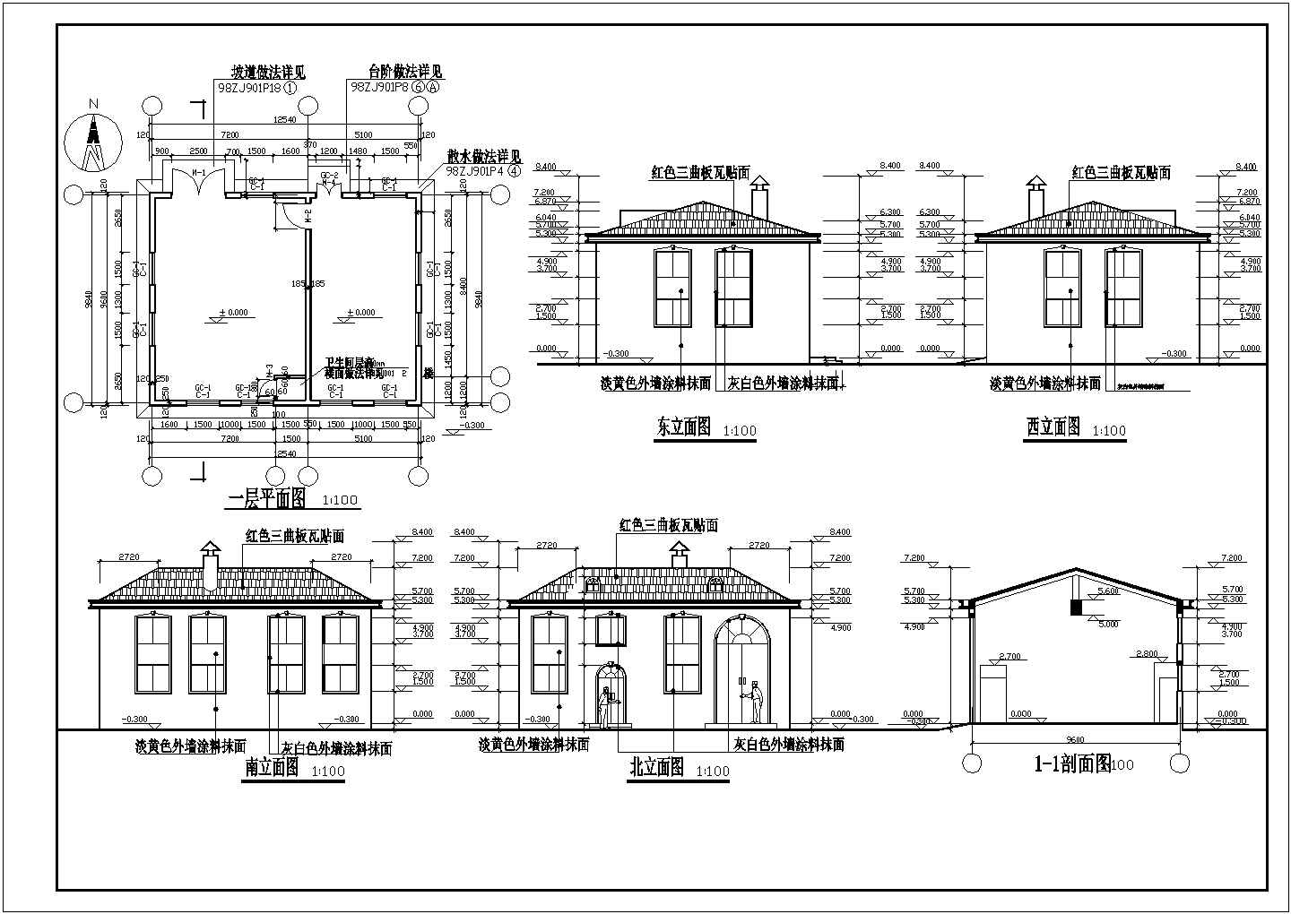 某市区农村二层别墅住宅建筑设计方案CAD图纸