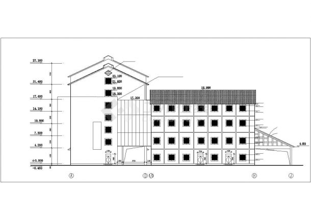 湖州市某商业街3750平米四层框架结构商务宾馆建筑CAD设计图纸-图一