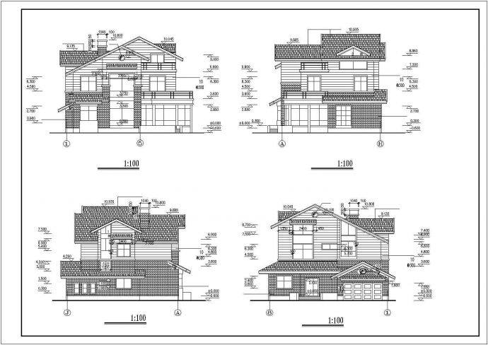某经济开发区豪华别墅建筑设计方案CAD图纸_图1