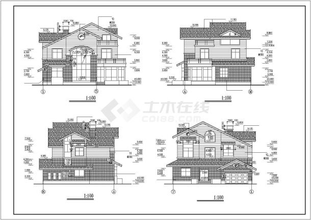 某经济开发区豪华私人别墅建筑设计方案CAD图纸-图二