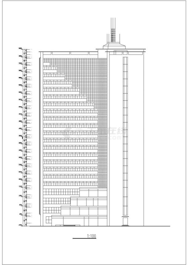 1.4万平米左右22层框架结构商务宾馆全套平立面设计CAD图纸-图一