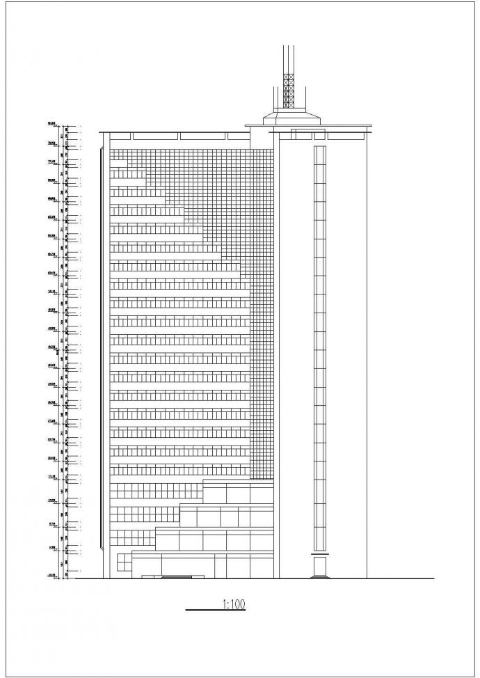 1.4万平米左右22层框架结构商务宾馆全套平立面设计CAD图纸_图1