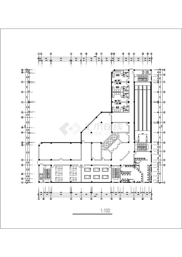 1.4万平米左右22层框架结构商务宾馆全套平立面设计CAD图纸-图二