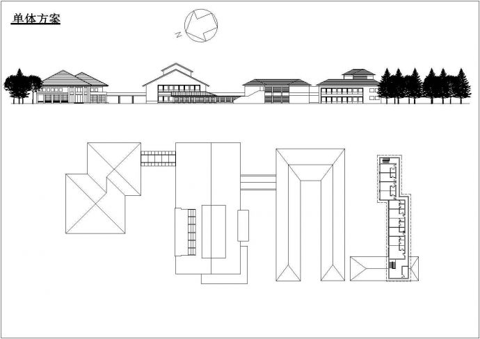 汾阳市某度假村1800平米2层框架结构休闲酒店平立面设计CAD图纸_图1