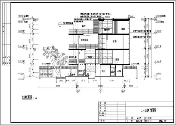 某经济开发区多层私人豪华别墅建筑设计方案CAD图纸-图二