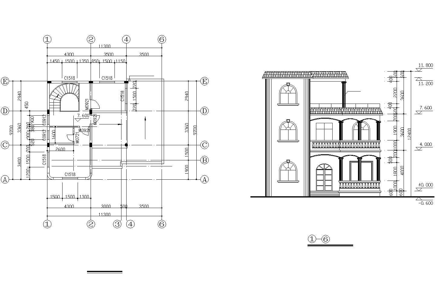 某风景度假区乡村住宅建筑设计方案CAD图纸