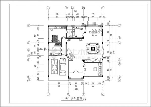 某农村风景度假区多层别墅建筑设计方案CAD图纸-图一