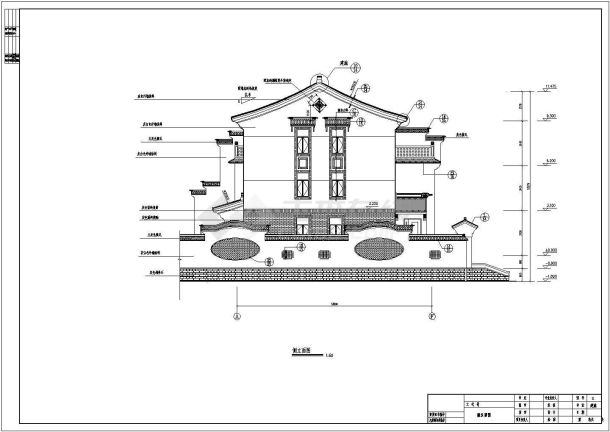 某风景度假区中式高档仿古别墅建筑设计方案CAD图纸-图一