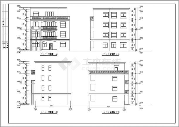 某地区三层半实用农村住宅建筑设计方案CAD图纸-图二