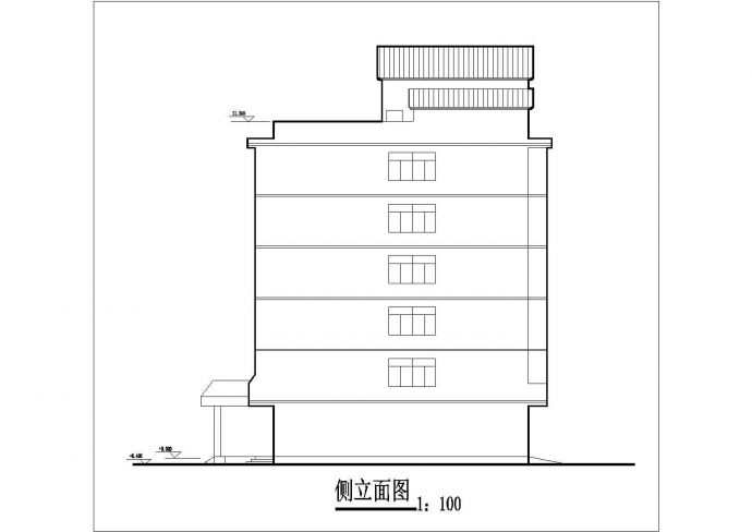 阜阳市某商业街3100平米六层框混结构商务宾馆平立面设计CAD图纸_图1