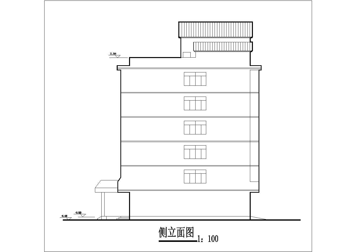 阜阳市某商业街3100平米六层框混结构商务宾馆平立面设计CAD图纸