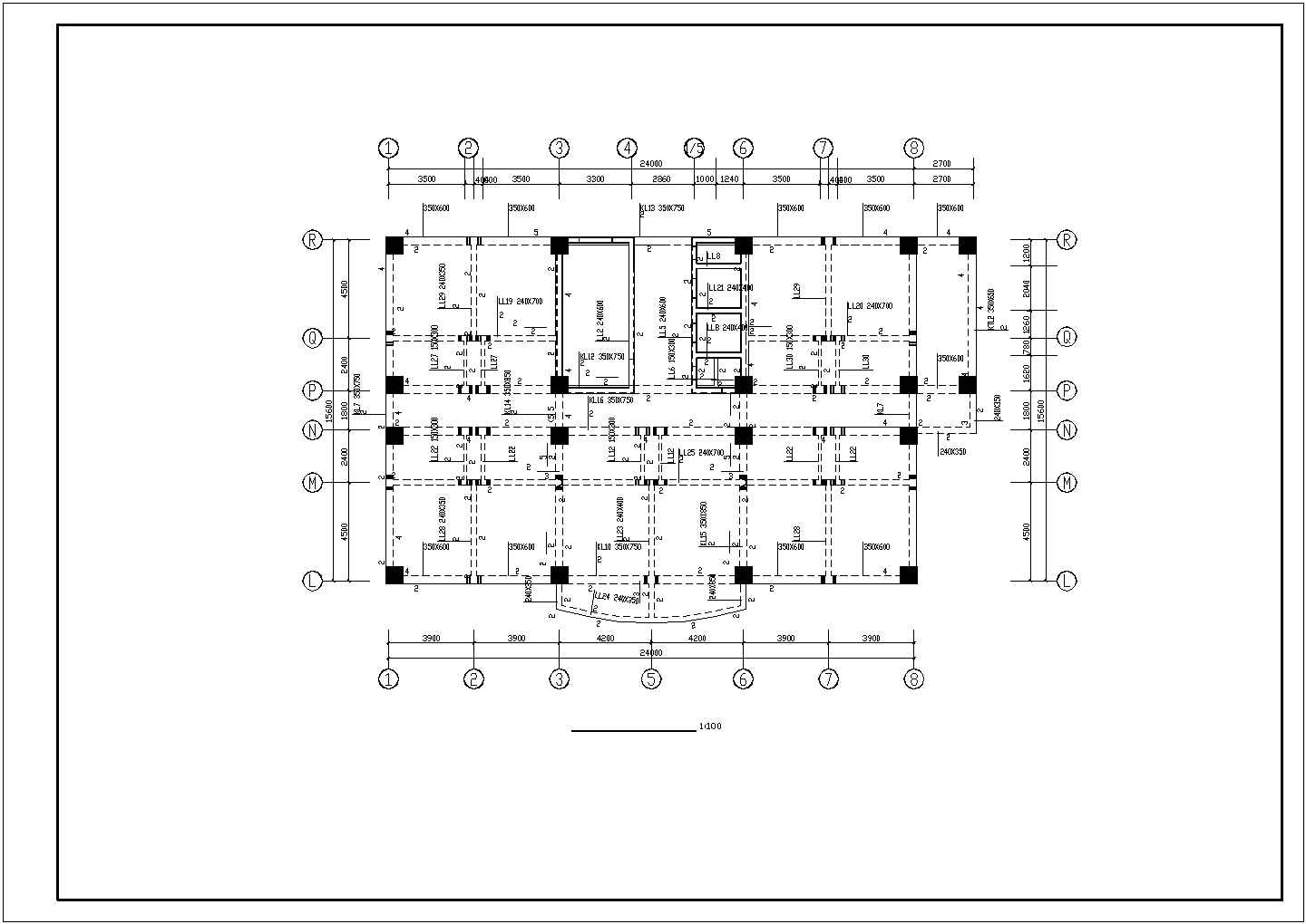 24x15米13层框剪结构商务宾馆全套结构设计CAD图纸