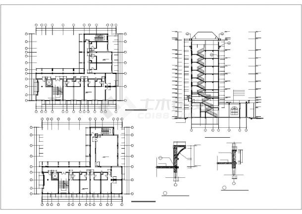 3460平米左右8层框架结构商务宾馆全套建筑CAD设计图纸-图一