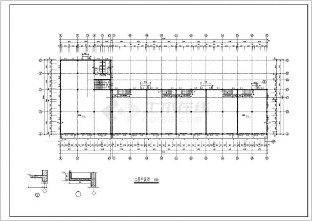 沿街1900平米2层框混结构商业综合楼平立剖面设计CAD图纸-图二