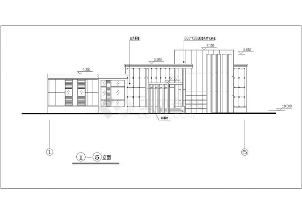 某大型网球场250平米2层框架结构休闲室建筑设计CAD图纸-图二