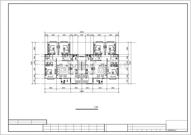 某地区经典装修风格连排别墅建筑设计方案CAD图纸-图二