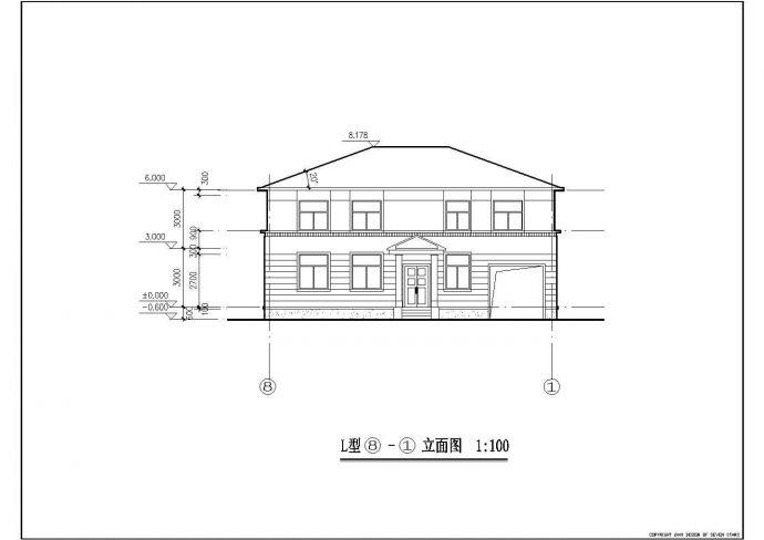 某地区创业农庄L型别墅建筑设计方案CAD图纸_图1