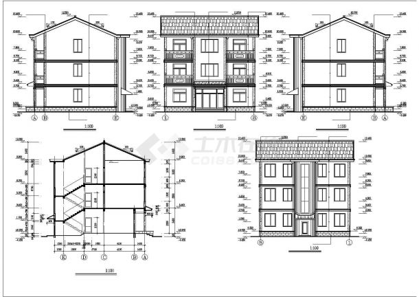 某地区农村私人别墅建筑设计方案CAD图纸-图二