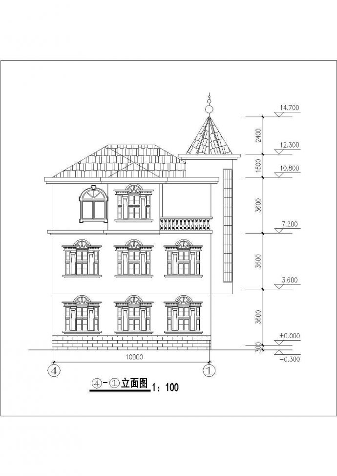 某地区农村私人精装修别墅建筑设计方案CAD图纸_图1
