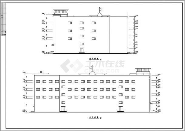 7900平米左右4层框架结构百货商场全套建筑设计CAD图纸-图一