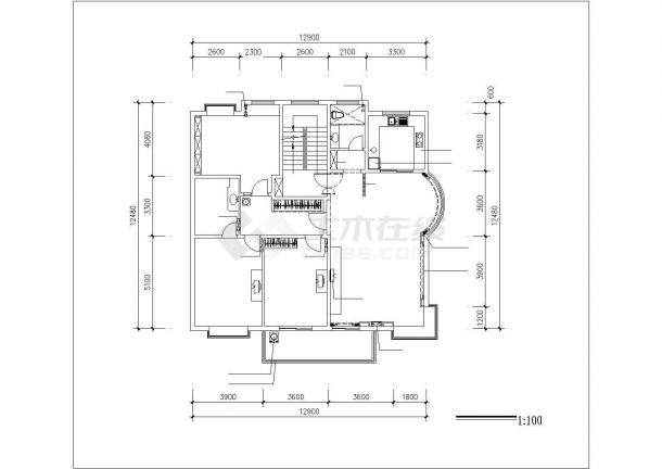 徐州某新建小区120平米户型全套装修施工设计CAD图纸-图一