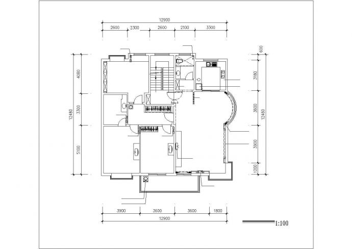 徐州某新建小区120平米户型全套装修施工设计CAD图纸_图1