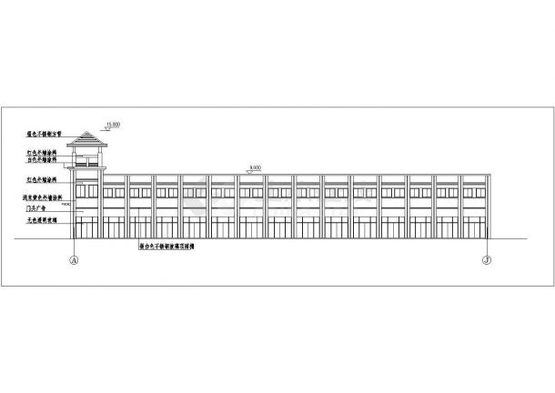 1850平米双层钢框架结构商业步行街平立剖面设计CAD图纸-图一