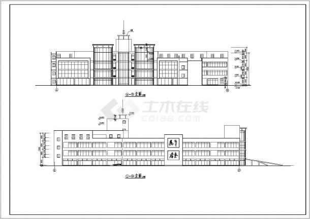 泰州市某商业街2900平米4层框架结构商业广场平立面设计CAD图纸-图一