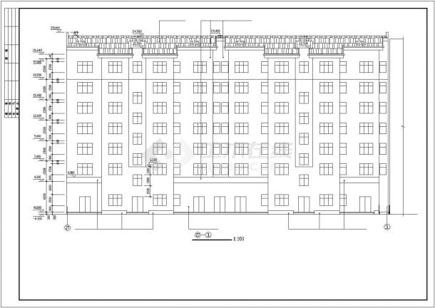 占地570平米7层砖混结构商住楼全套建筑设计CAD图纸-图一