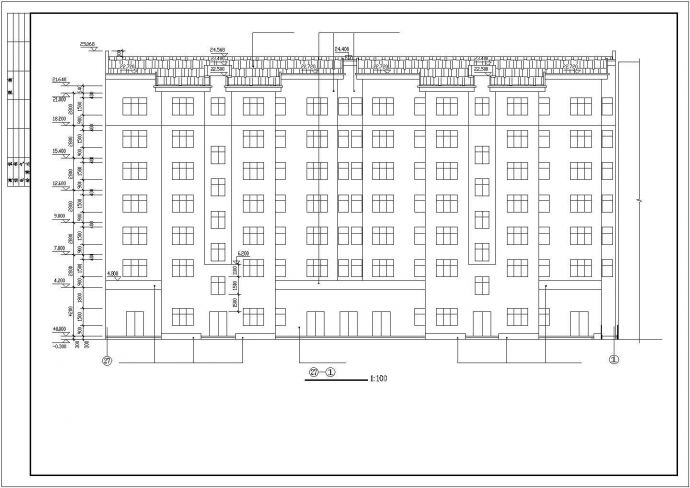 占地570平米7层砖混结构商住楼全套建筑设计CAD图纸_图1