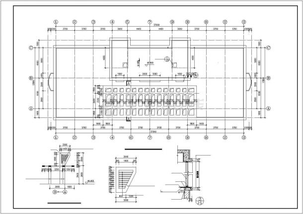 1万平米13层框架结构商务宾馆全套平立剖面设计CAD图纸（1-2层商用）-图一