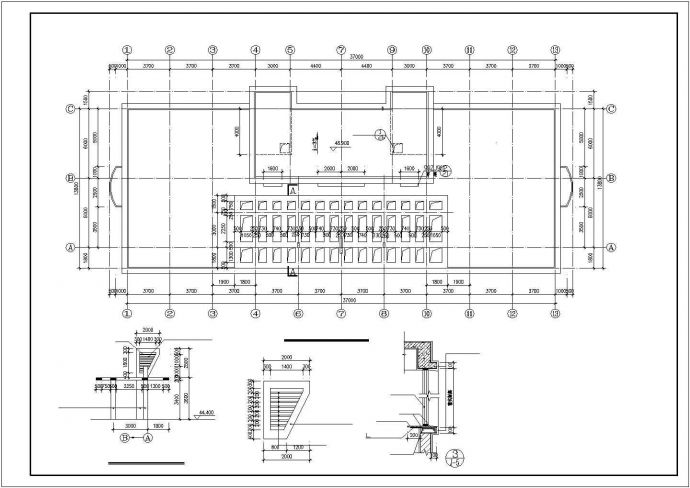 1万平米13层框架结构商务宾馆全套平立剖面设计CAD图纸（1-2层商用）_图1