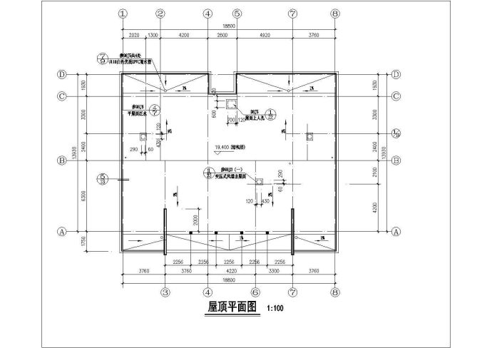 3800平米6层砖混结构商住楼全套平面设计CAD图纸（底层门面房）_图1