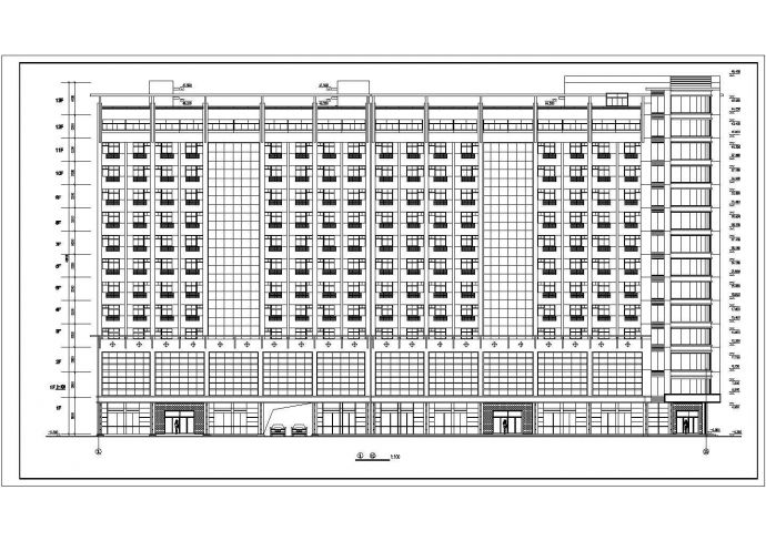 2.9万平米13层框架结构商业综合楼全套平立剖面设计CAD图纸_图1