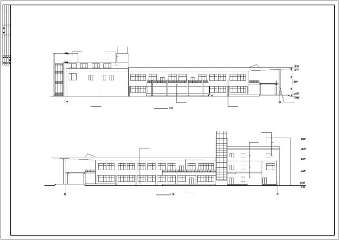 杭州市某职业学院2100平米3层框架学生食堂平立剖面设计CAD图纸_图1