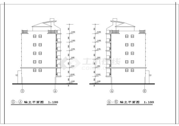 某现代住宅CAD建筑设计平立剖详图-图二