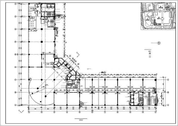 1.8万平米16层框架结构商务酒店平剖面设计CAD图纸（含水箱层）_图1