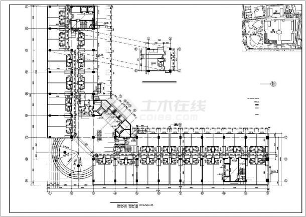 1.8万平米16层框架结构商务酒店平剖面设计CAD图纸（含水箱层）-图二