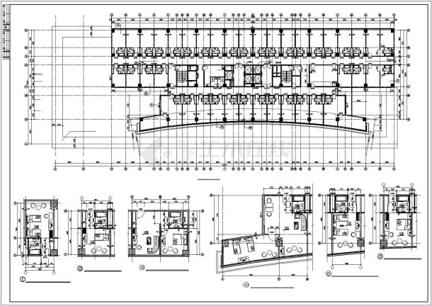 长沙市某商业街16层框架结构星级酒店全套平面设计CAD图纸-图二