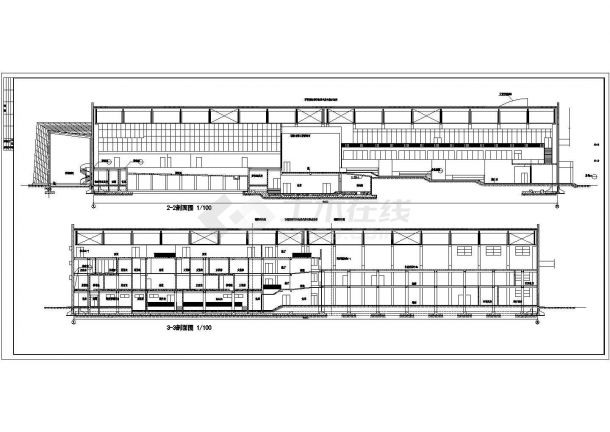 哈尔滨某大学1800平米单层钢框架结构体育馆全套建筑设计CAD图纸-图二