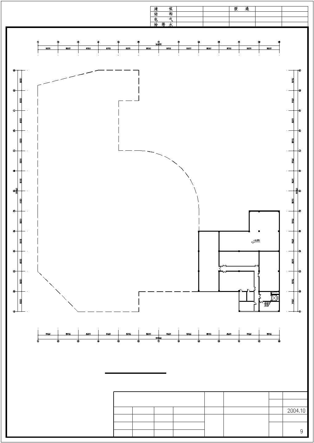 3万平米左右5层框架结构百货商场平立剖面设计CAD图纸