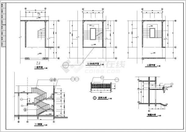 3300平米3层框架结构商务休闲会所全套建筑设计CAD图纸-图二