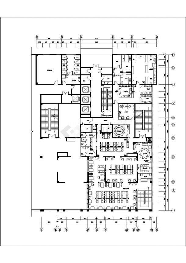 西安市某1900平米3层高档中餐厅全套平面设计CAD图纸-图二