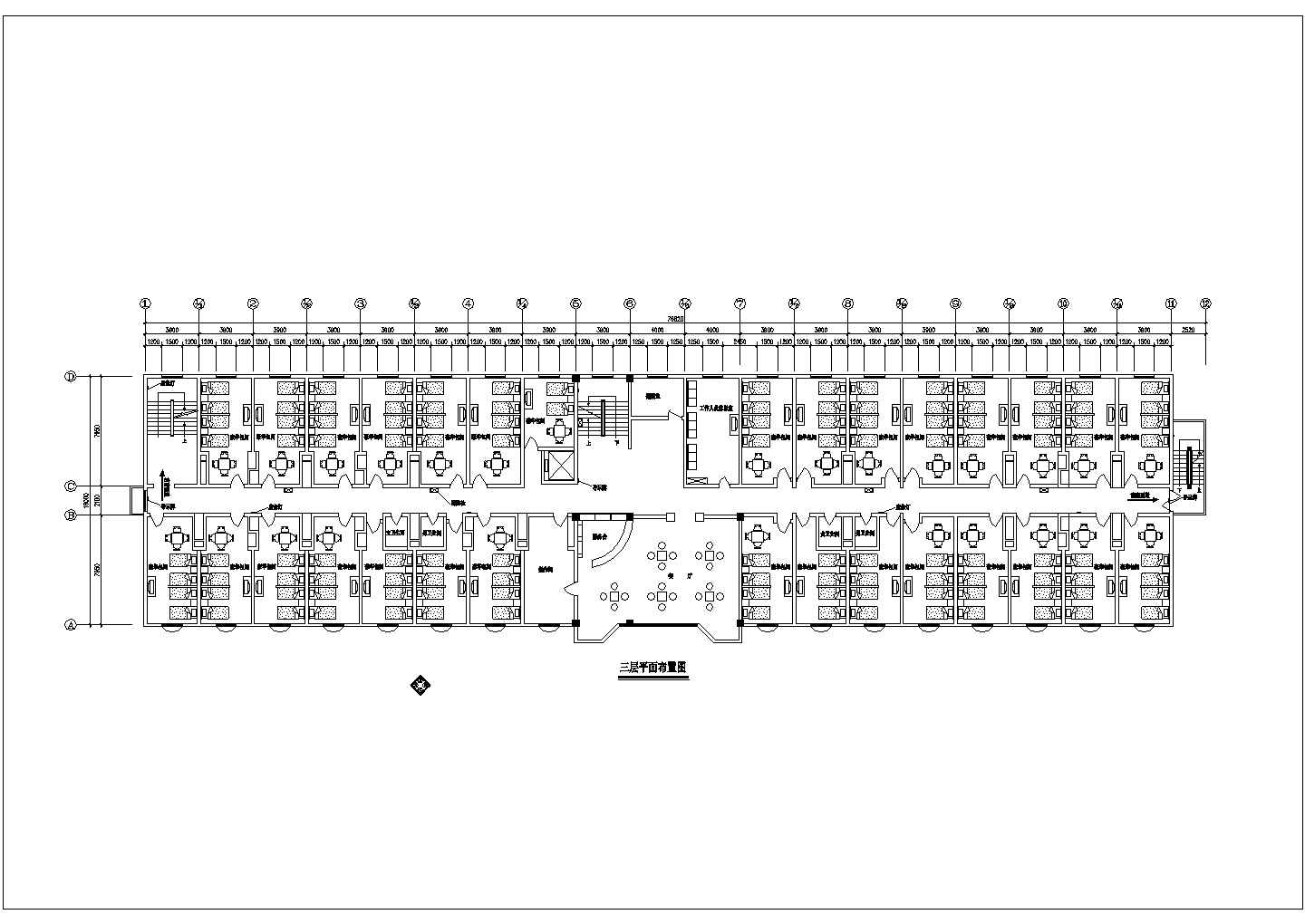 沈阳市某商业街五层框架结构商务酒店平面设计CAD图纸