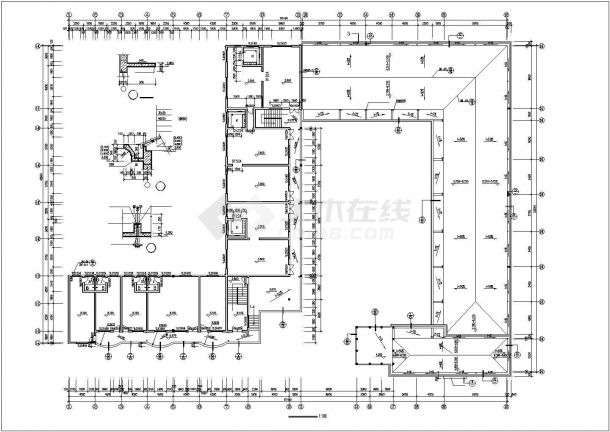 南京某街道1600平双层框架结构艺术幼儿园平立面设计CAD图纸（含总图）-图二
