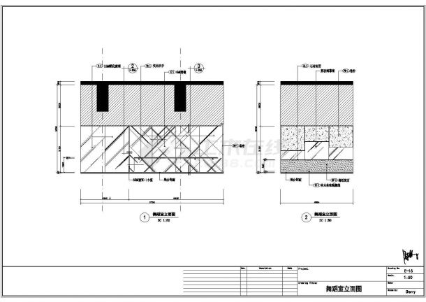 珠海1600㎡住客会所室内装修设计cad施工图.共八张-图一