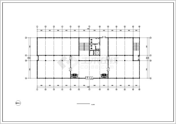 天津某商业街5500平米4层框架结构休闲按摩中心平立面设计CAD图纸-图一