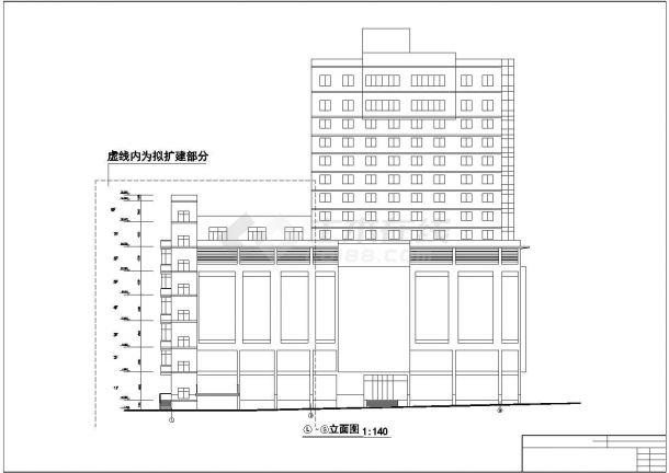 南京某街道14层框架结构商住公寓楼平立剖面设计CAD图纸（1-8层商场）-图二