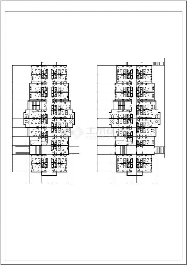 1.2万平米五层框架结构休闲山庄酒店平立面设计CAD图纸（含架空层）-图二